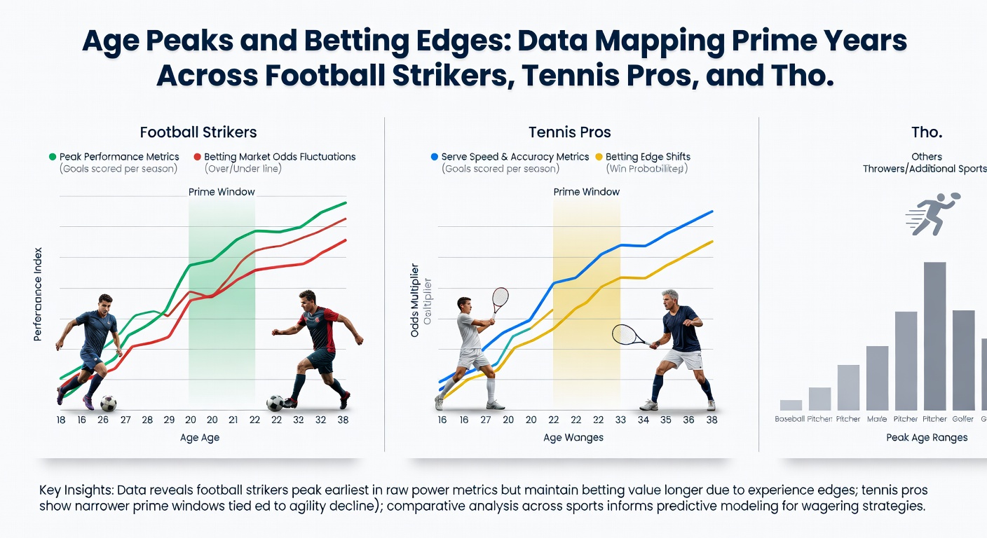 Comparative graph of win percentages by age for top ATP and WTA players alongside thoroughbred win rates, illustrating prime betting windows across disciplines