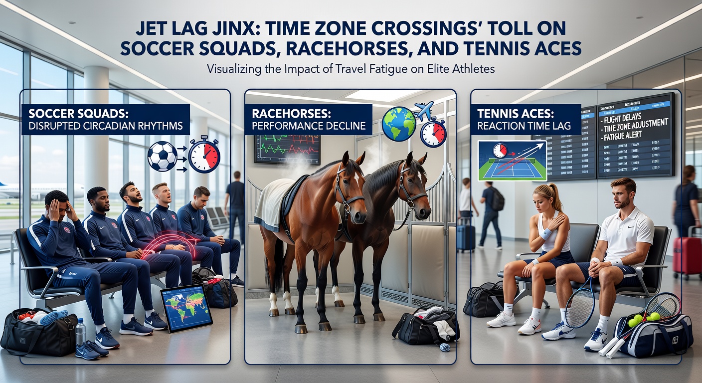 Racehorse being transported across continents, highlighting jet lag impacts on equine performance