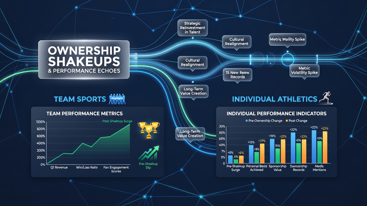 Performance metric shifts following ownership changes in racing and tennis