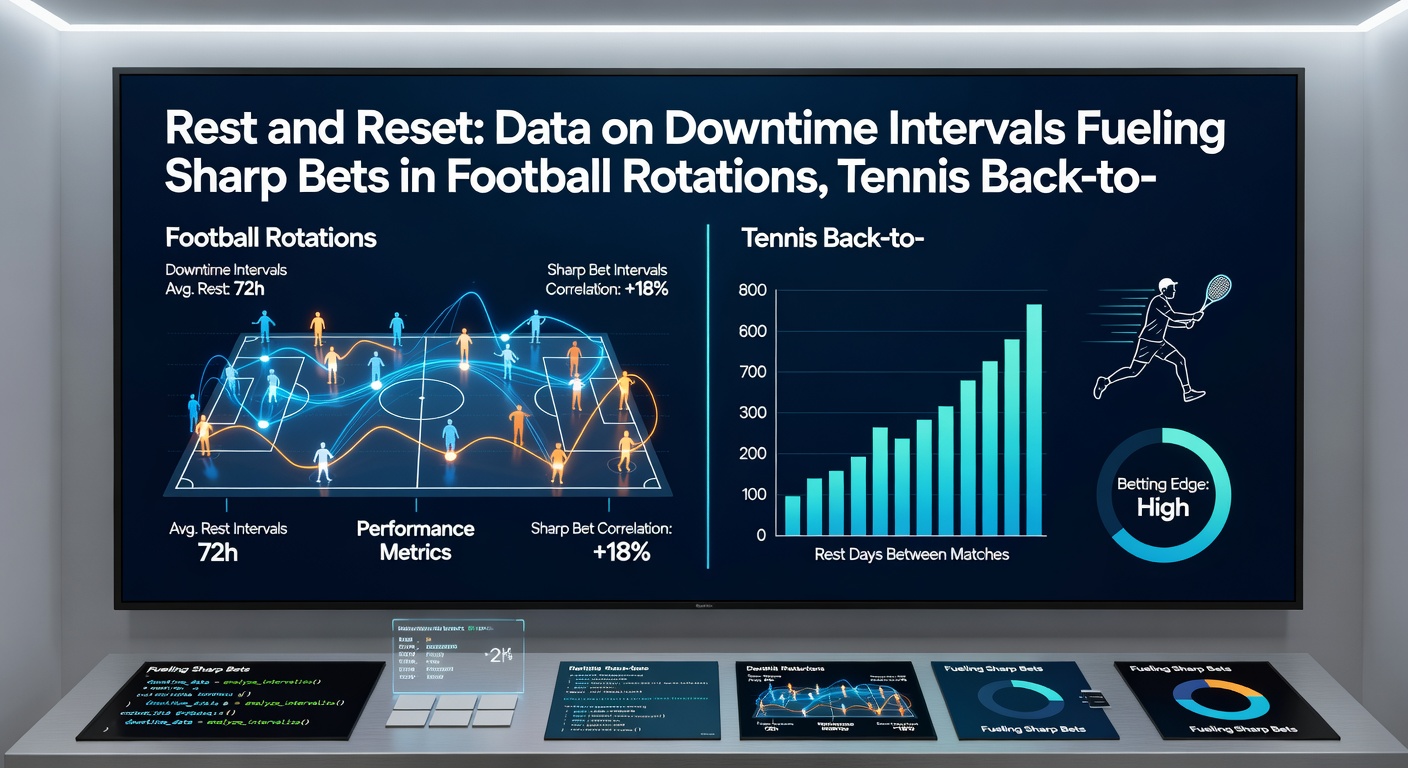 Infographic comparing rest interval performance curves for tennis players, football squads, and racehorses over multi-week periods