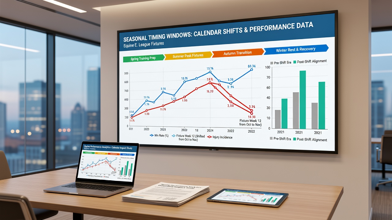 Data charts comparing performance metrics across football, horse racing, and tennis during calendar-adjusted periods